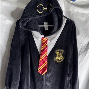 Black Hogwarts Robe with Red and Yellow Tie